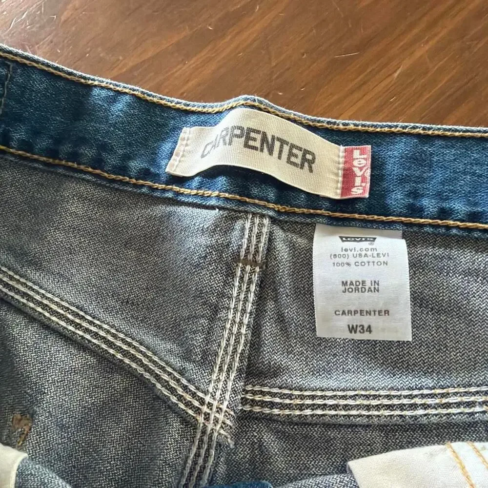 Vintage Y2K Levi's Carpenter Jean Shorts Blue Denim Baggy Skater Jorts Mens 34